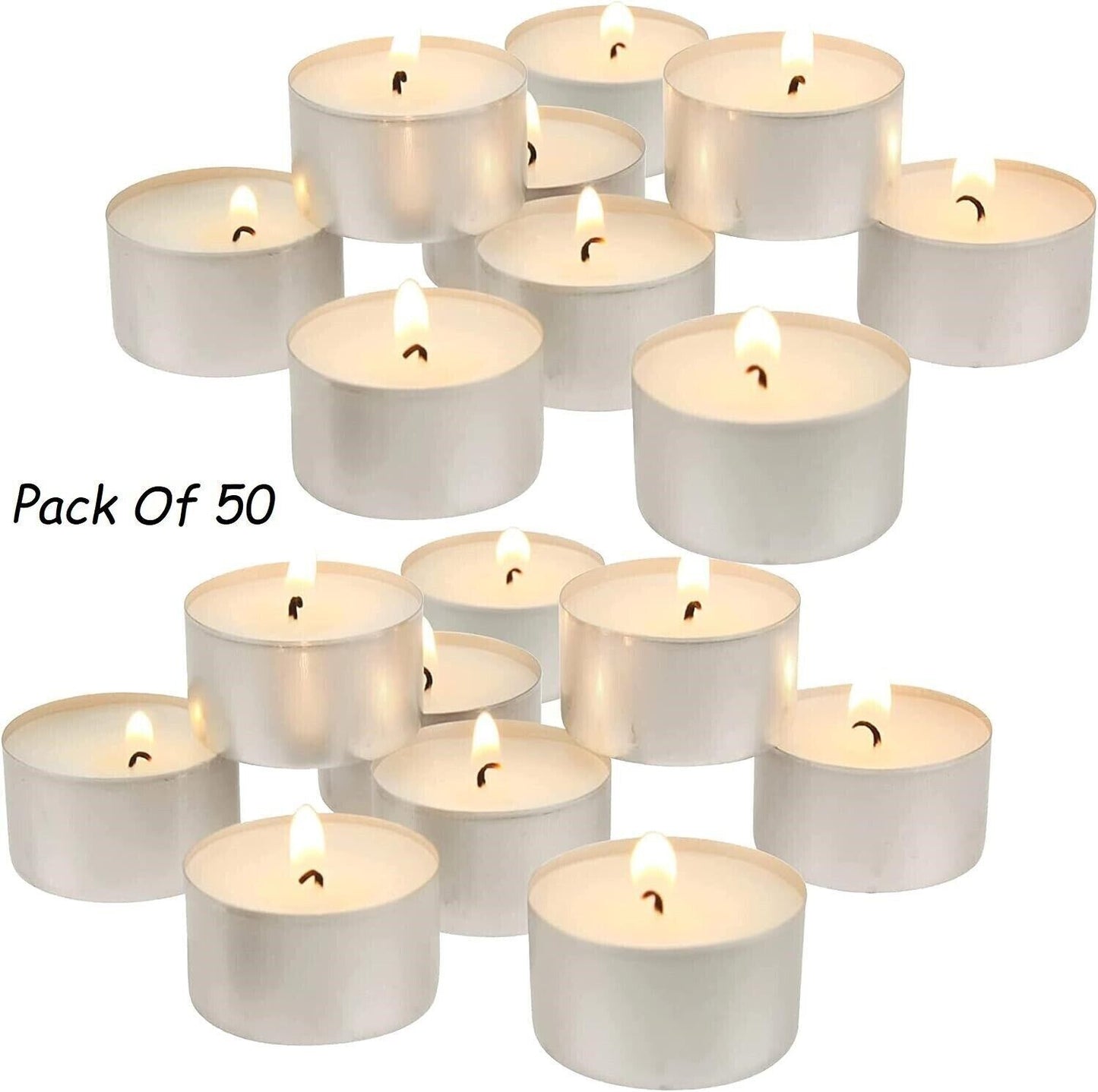 Tea Light Candle Pack of 50 Wax 8 Hours Burn Time to Decor House, Wedding