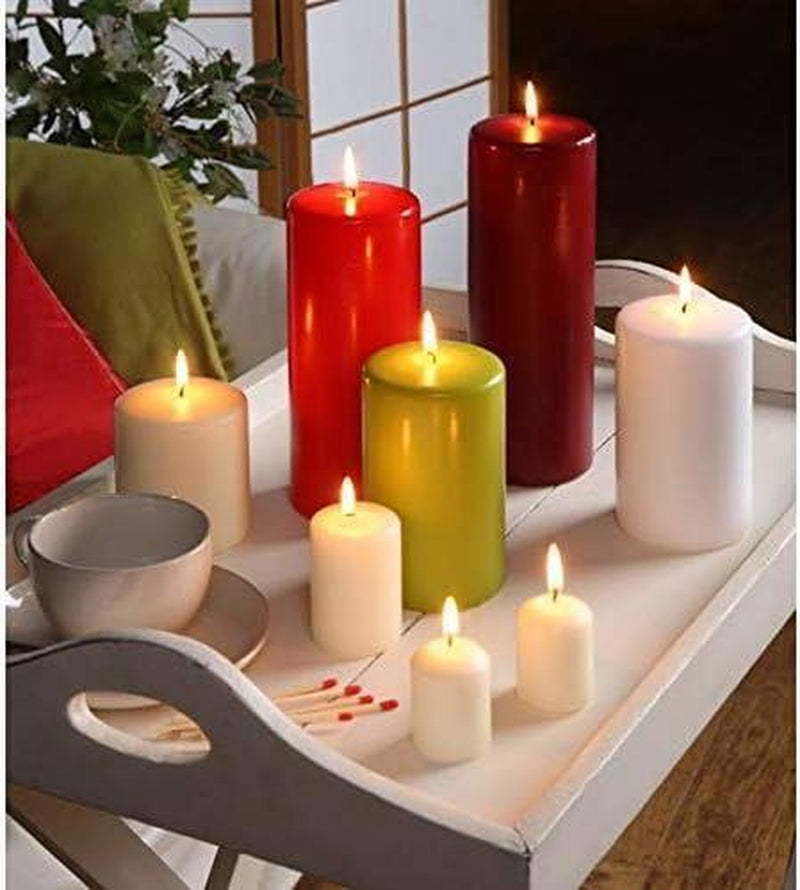 10 Pillar Candle Large round Table Candles Long Burn Time 40 X 90MM Dark Red