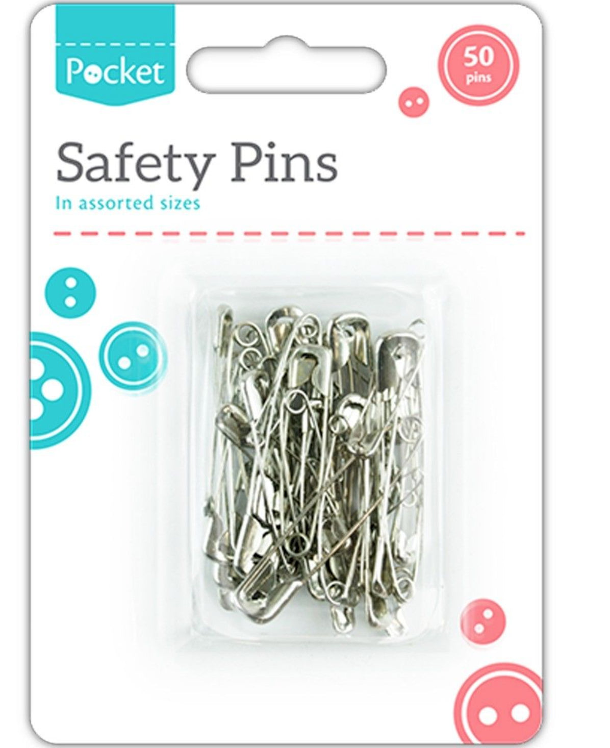 50 X ASSORTED SAFETY PINS PACK Silver Colour Safety Pins Medium UK