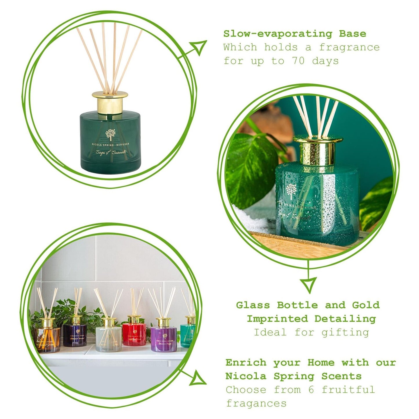 3X Reed Diffusers Luxury Home Bathroom Fragrance Perfume 200Ml Sage & Seasalt