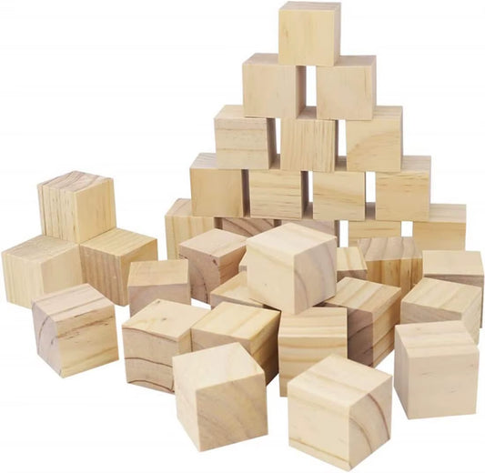 50Pcs Wood Blocks for Crafts Pine Wood Square Blocks 1 Inch Unfinished Wood Craft Cubes Natural Wooden Blocks Wooden Cubes For