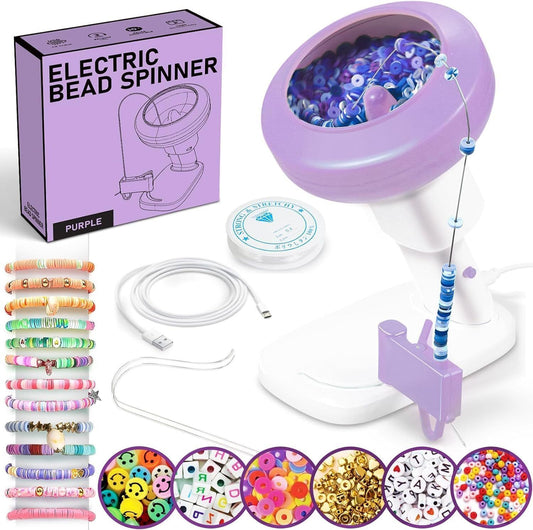 Electric Bead Spinner with 3600 Clay Beads for Bracelet Making Kit,