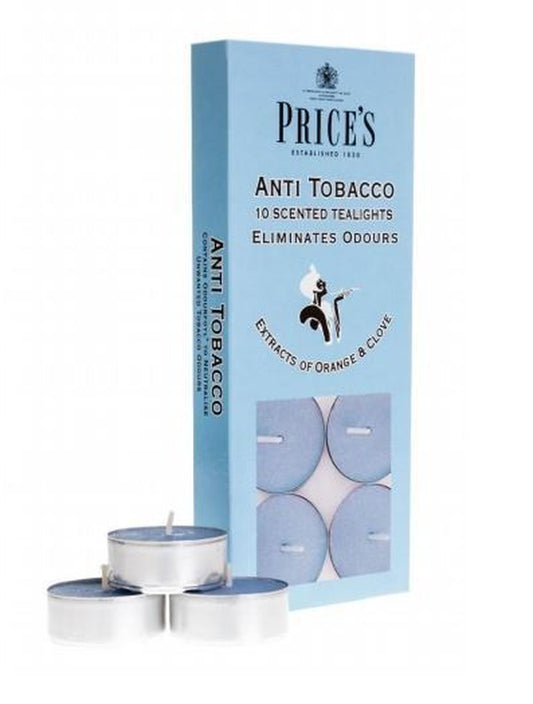 Price’S 10 Scented anti Tobacco Tealight Candles Eliminates Smoking Odour Candle