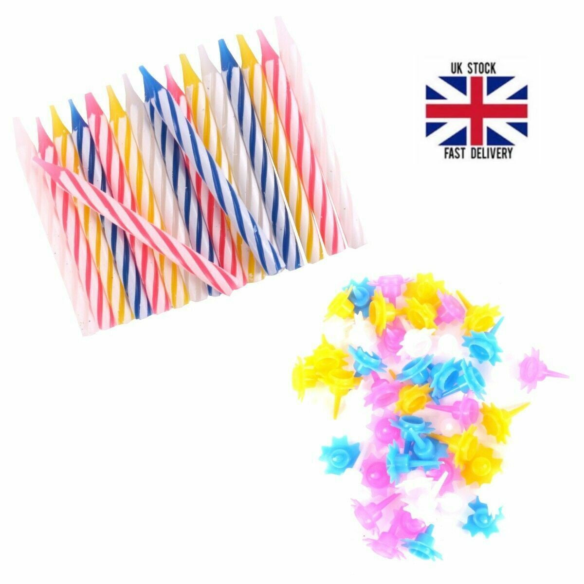 100 PCS CANDLE STAND SET CAKE TOPPER BIRTHDAY PARTIES - XMAS GIFT