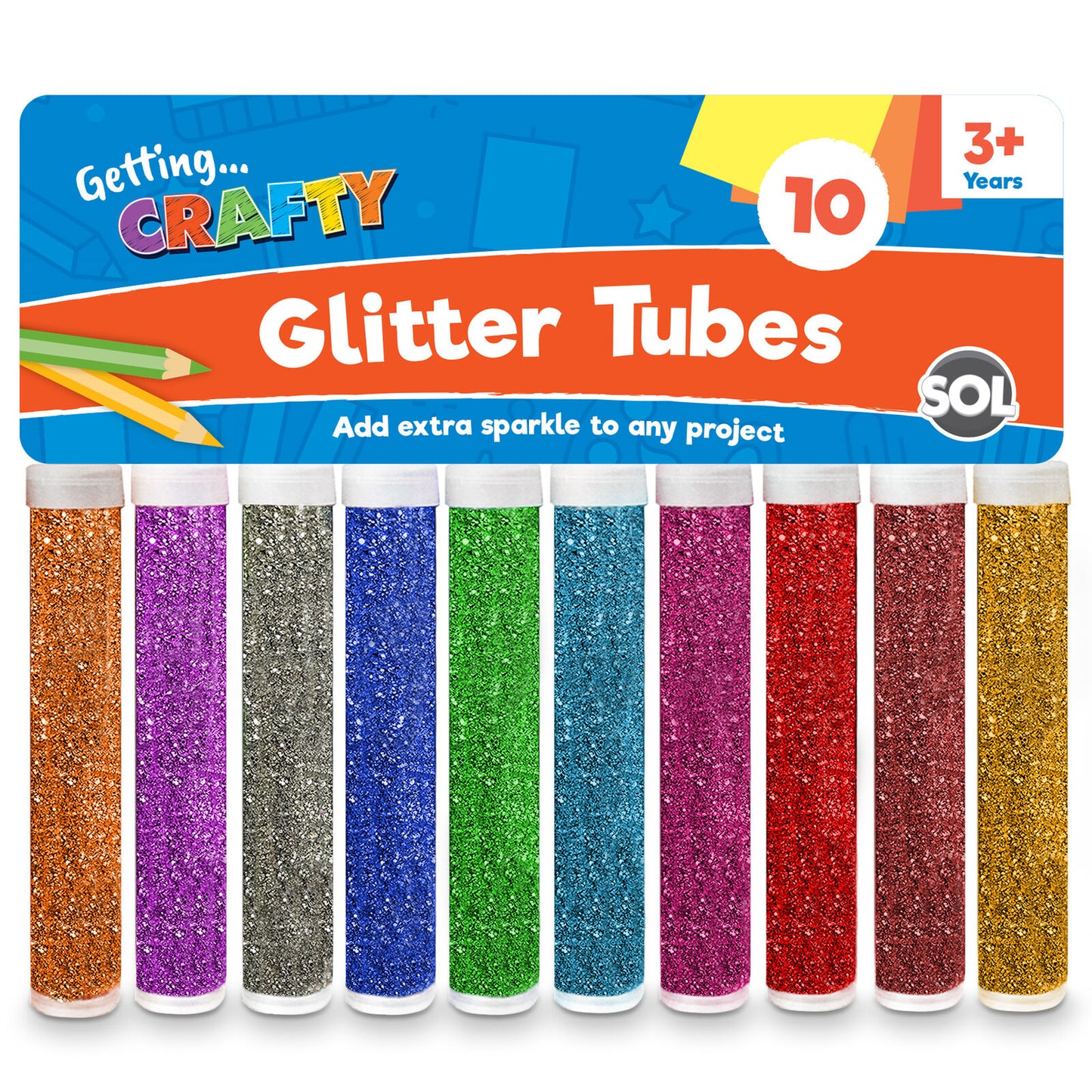 10 Glitter Tubes Assorted Colours Shaker Sparkle Pots Art Craft Kids Card Making