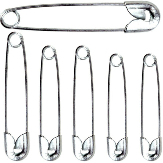 50Pc X Assorted Steel Safety Pins Small-Large Size Hemming Craft Dressmaking UK