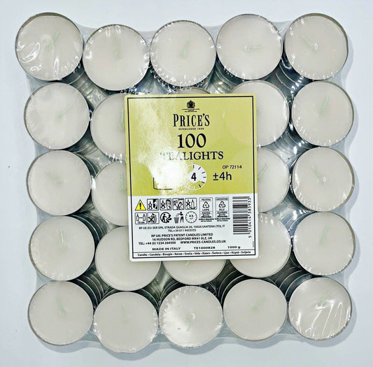 Prices 100 Pieces Tea Light Candles Small Night Lights 4 HOUR LONG BURN Candles