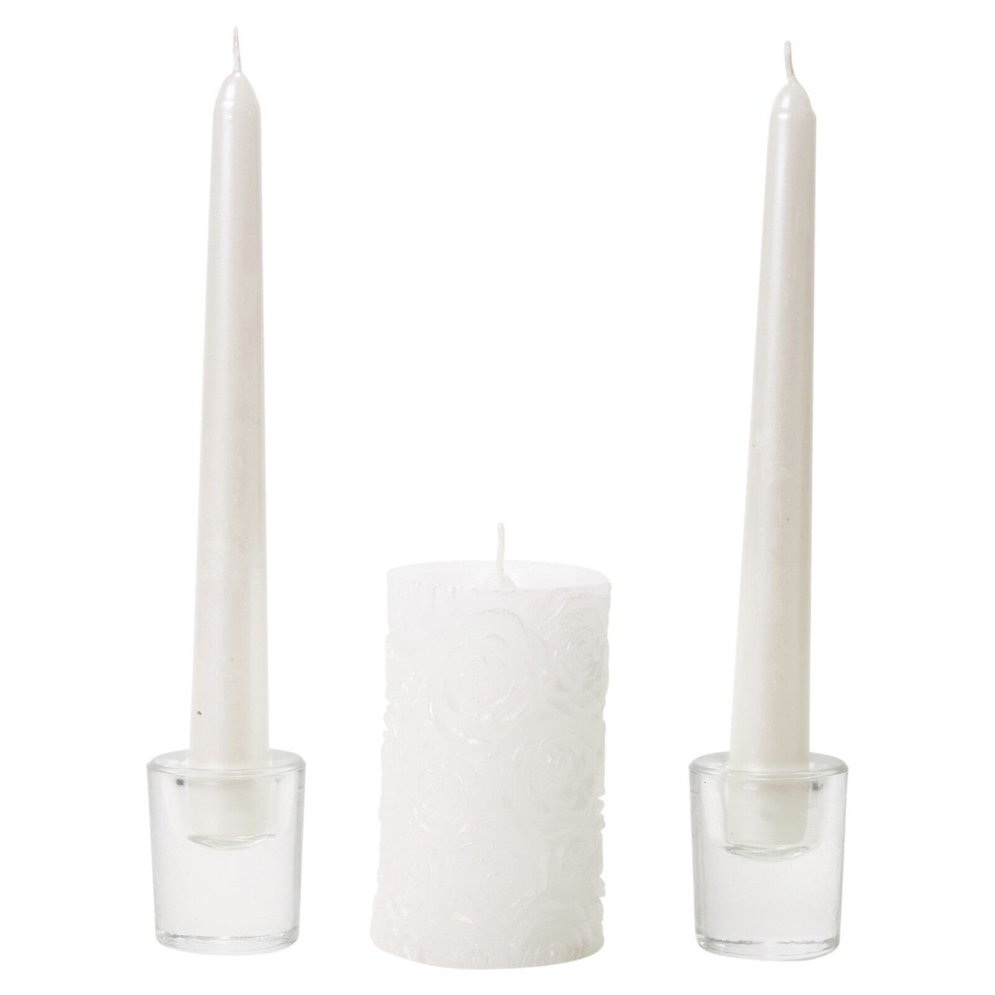 15 X White Wedding Dinner Centerpiece Candles & Glass Holder Celebration Set