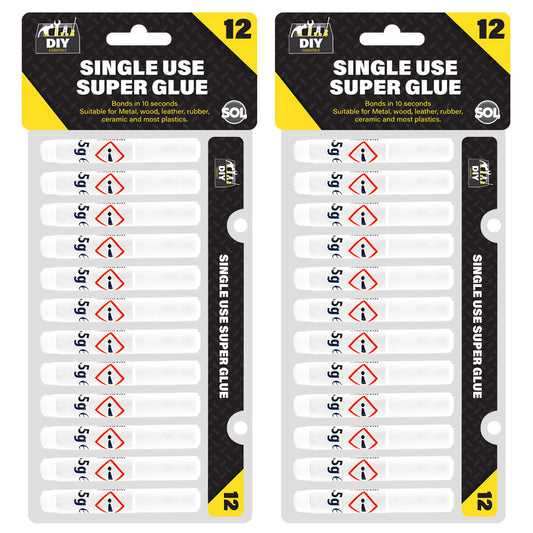 24Pk Super Glue Extra Strong Bond | Premium Adhesive Plastic Rubber Leather Wood