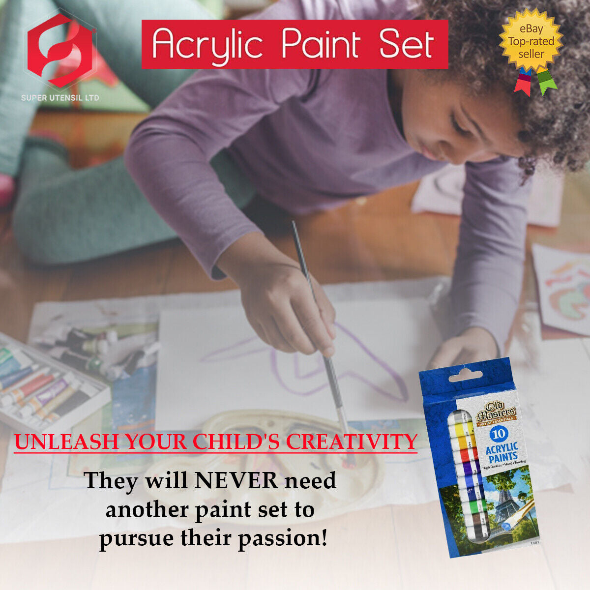 ACRYLIC COLOUR PAINTS ARTIST ART and CRAFT PAINT SET 10X 6Ml