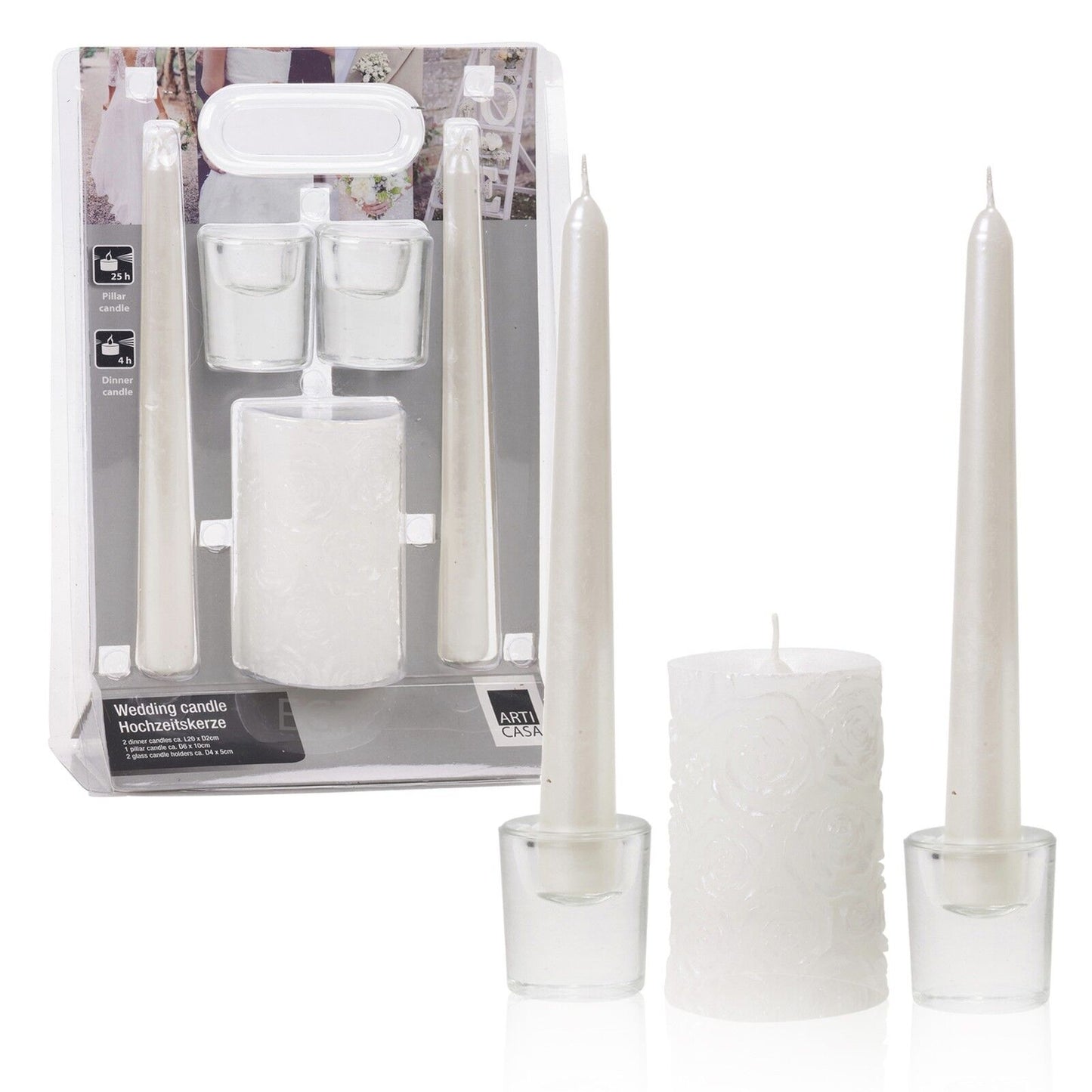 15 X White Wedding Dinner Centerpiece Candles & Glass Holder Celebration Set