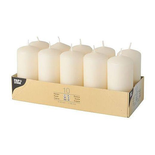 10 X IVORY PILLAR CANDLES 40 X 90 MM WEDDING CHRISTMAS EVENTS CHURCH HOME DECOR