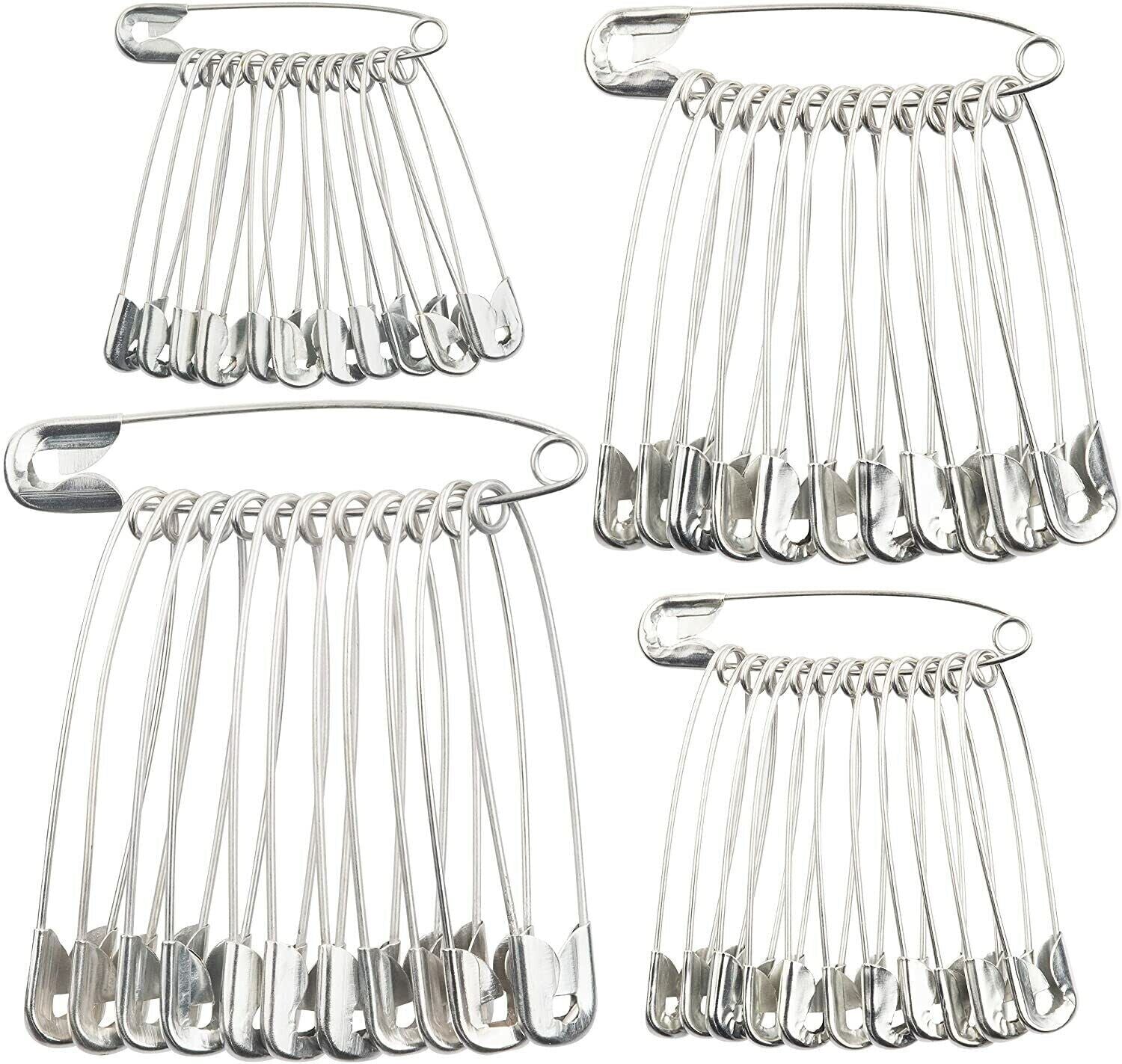 50 X ASSORTED SAFETY PINS PACK Silver Colour Safety Pins Medium UK