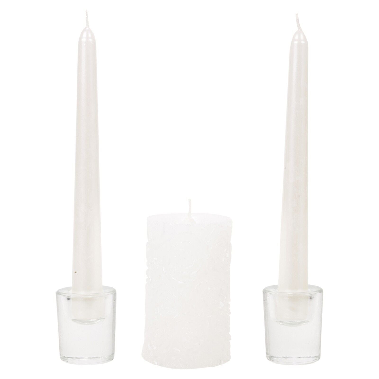 15 X White Wedding Dinner Centerpiece Candles & Glass Holder Celebration Set