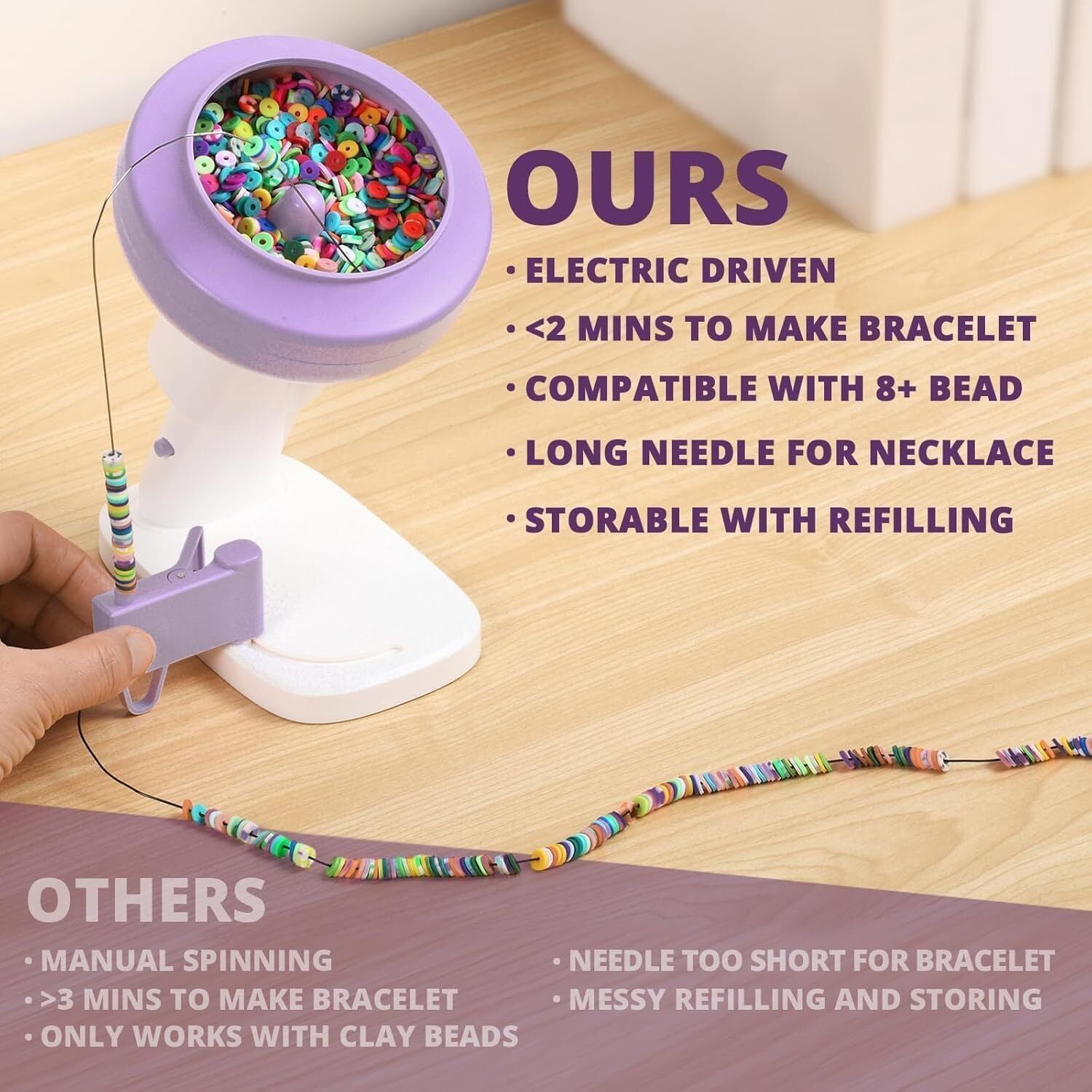 Electric Bead Spinner with 3600 Clay Beads for Bracelet Making Kit,