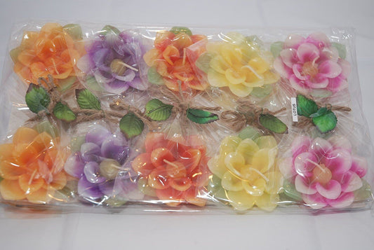 Pack of 10 Flower Shaped Floating Candles - Assorted Colours & Flower Shapes