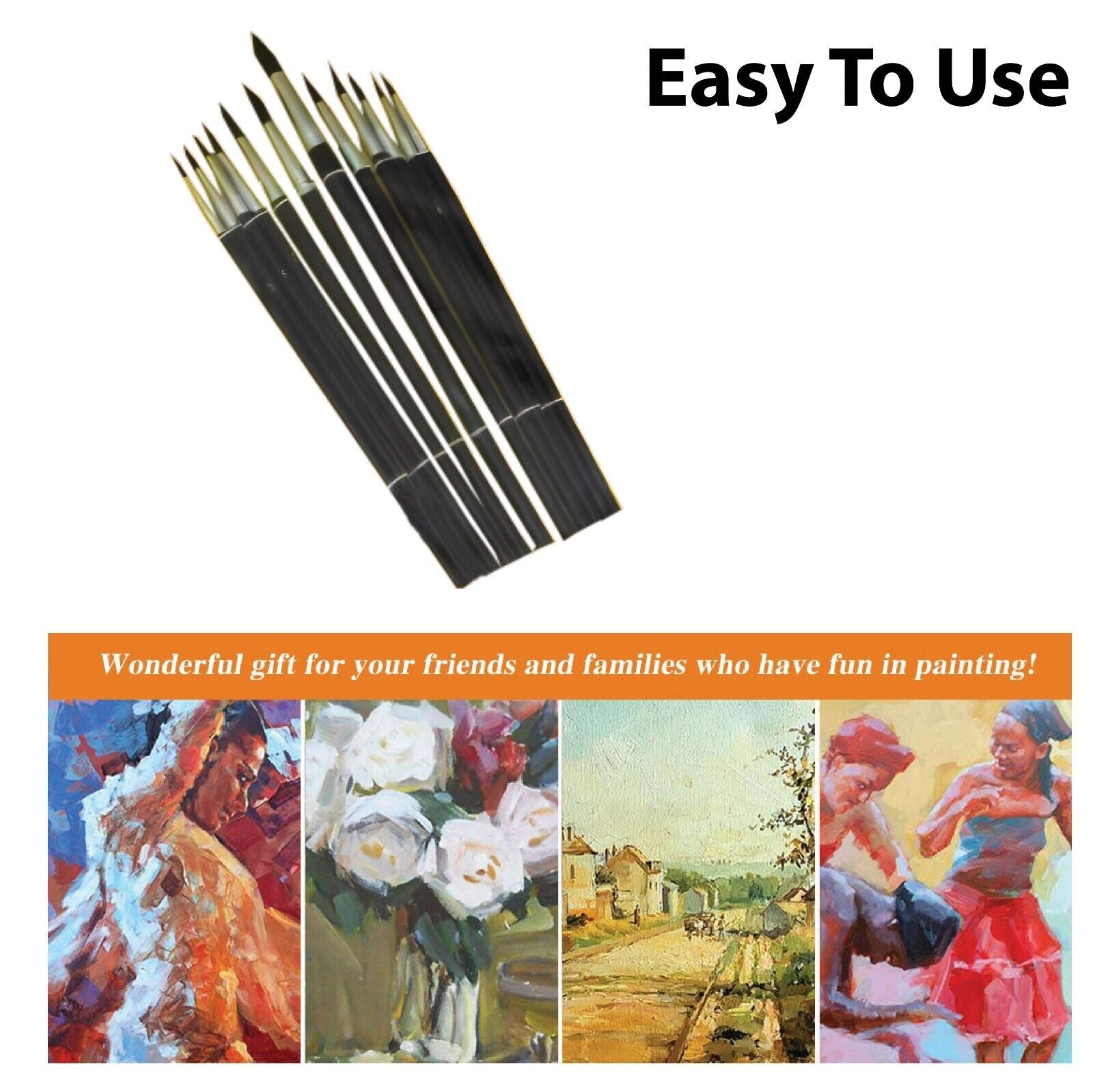 ARTIST PAINT BRUSH SET PROFESSIONAL ACRYLIC OIL WATERCOLOR CRAFT PAINTING 12 Pcs